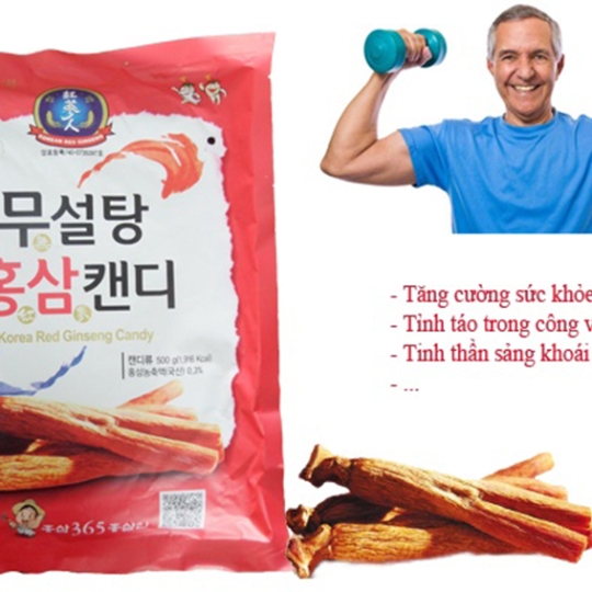 Kẹo hồng sâm không đường Hàn Quốc 365 gói 500g