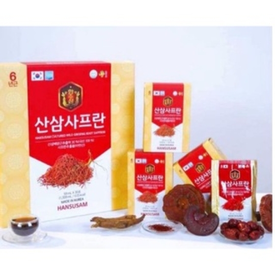 Chiết Xuất Hồng Sâm Núi Nhụy Hoa Nghệ Tây Saffron Hansusam (Hộp 30 Gói x 50ml)