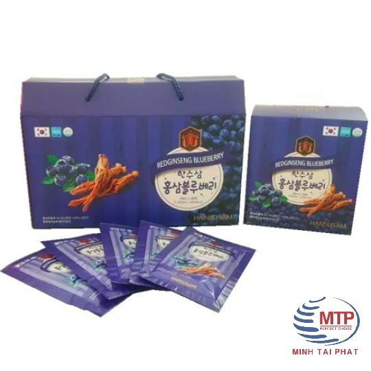 Nước Chiết Xuất Việt Quất Hồng Sâm HANSUSAM Hộp 20 Gói x 70ml